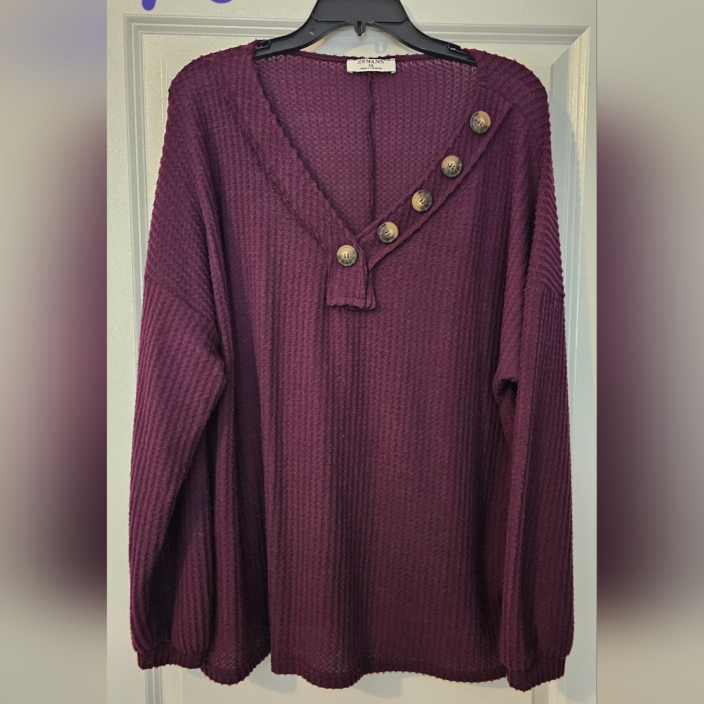 Casual V-Neck Buttoned Fall Long Sleeve Top